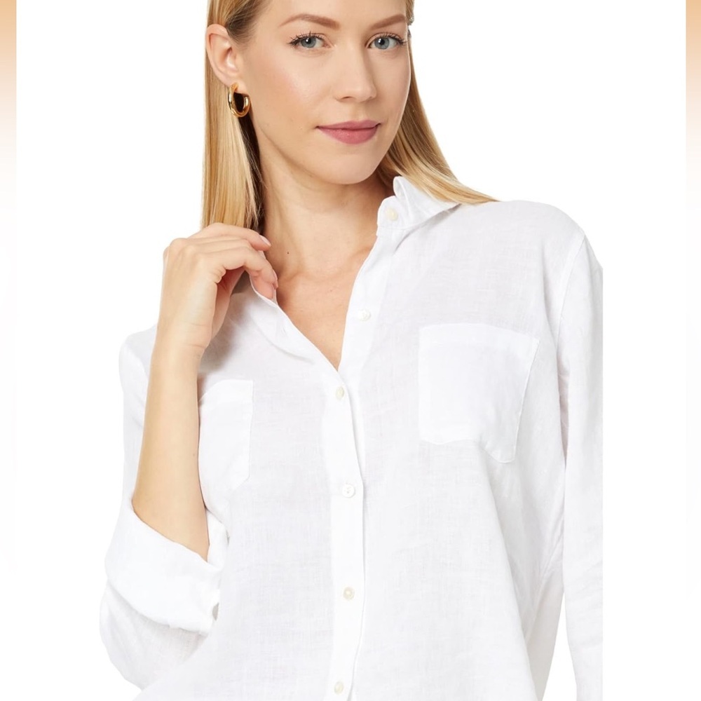 New Lilly Pulitzer Resort White Women's Sea View Button-Up Shirt